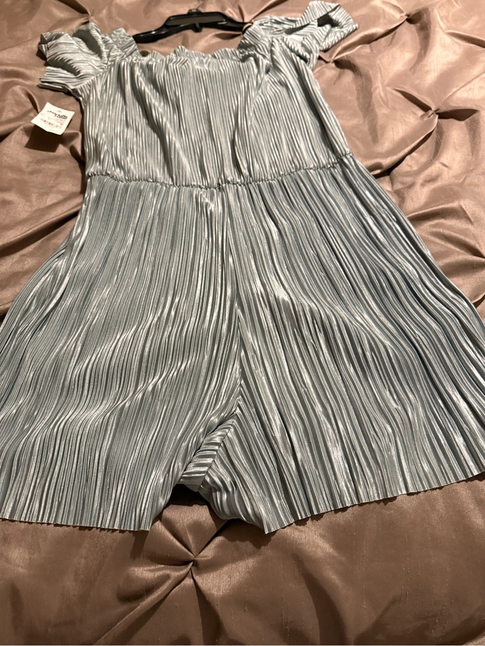 Charlotte Russe Light Blue Pleated Off-Shoulder Romper